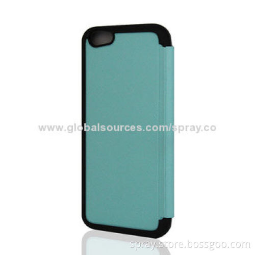 Slim Flip Leather Cases for iPhone, Interior TPU/Microfiber Perfectly Combined in Heat Pressing